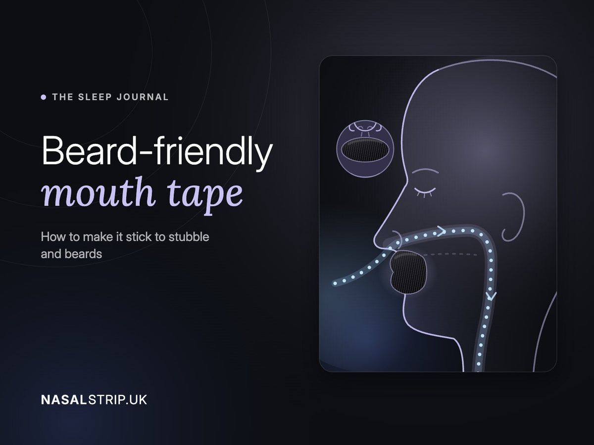 Illustration of mouth tape over closed lips, for the guide to beard-friendly mouth tape