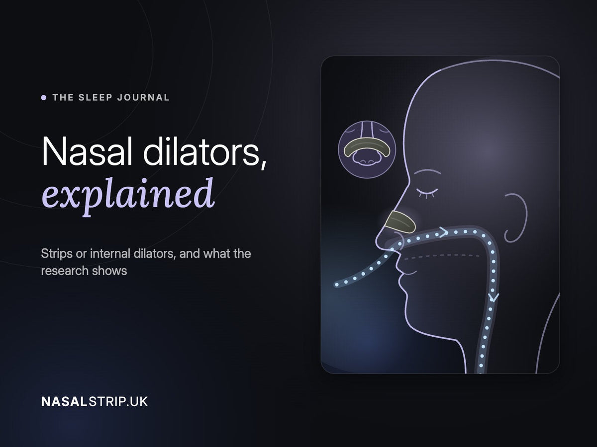 Illustration of a nasal strip opening the nose, for the guide Nasal dilators explained