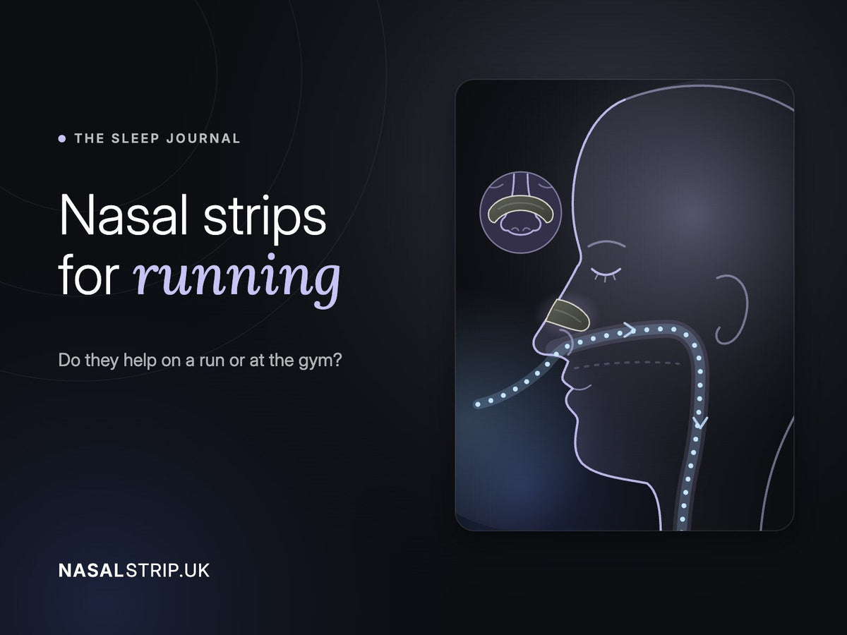 Illustration of a nasal strip opening the nose, for the article Nasal strips for running