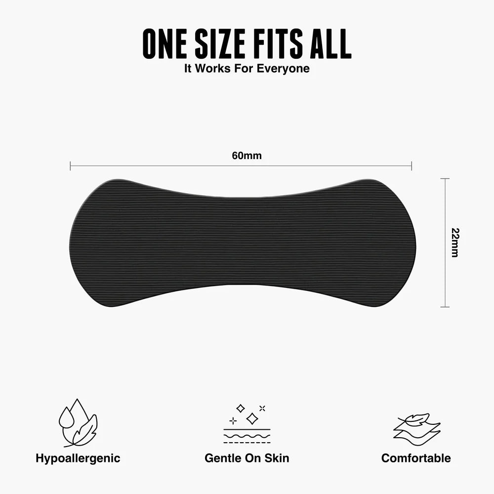 Charcoal nasal strip with its size: one size fits most adults