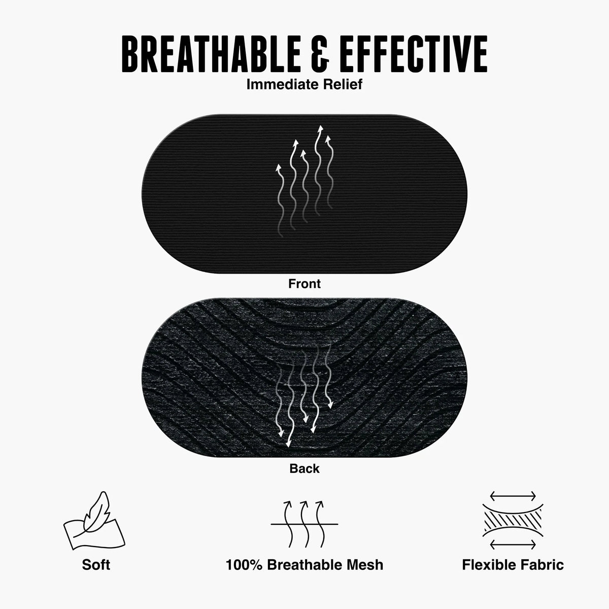 Front and back of breathable mesh mouth tape