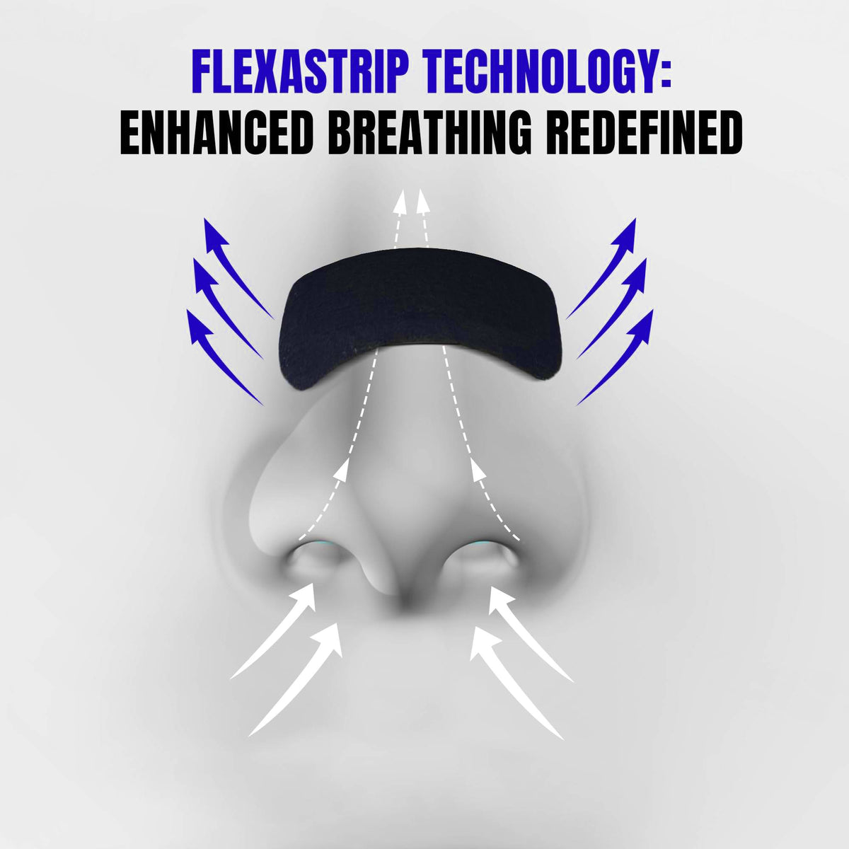 Illustration of a nasal strip opening the nose so air flows more easily