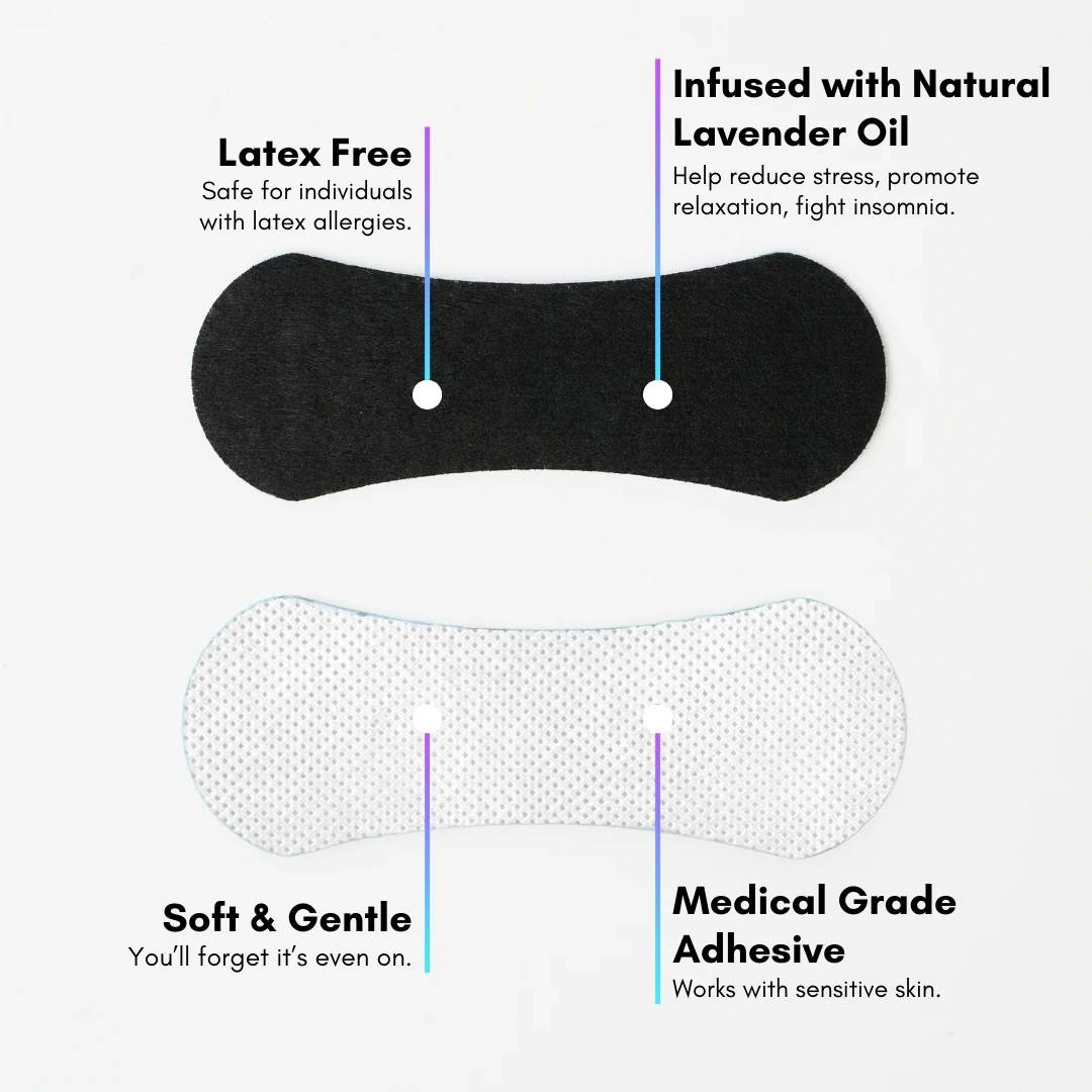 Latex-free nasal strip with lavender-infused, skin-friendly adhesive